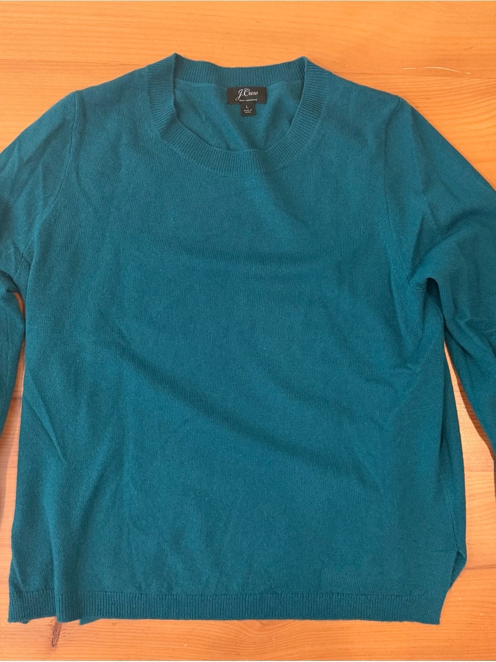 J. Crew Cashmere Teal Crewneck Sweater